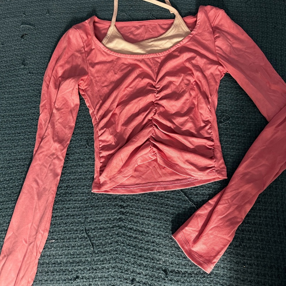 Dolls Kill Pink Ruched Crop Top